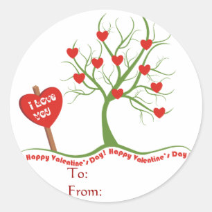 Happy Valentine's Day Sticker-Gift Tag Runder Aufkleber