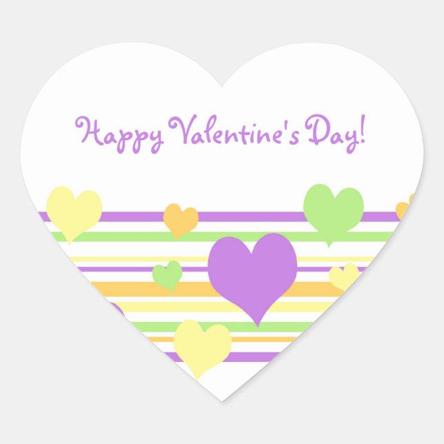 Happy Valentine's Day Stickers farbenfrohe Herzen (Vorderseite)