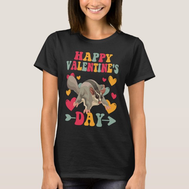 Happy Valentines Day Sugar Glider Heart Love Groov T-Shirt (Vorderseite)