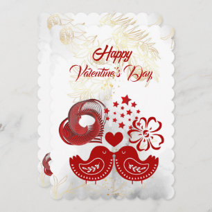 Happy Valentines Day Sweeping Heart Love Bird Card Einladung