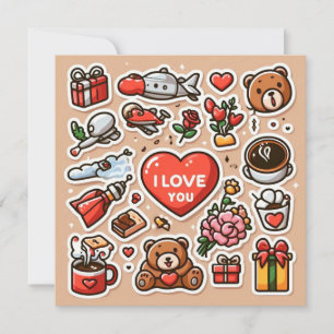 Happy Valentine's Day Symbole Feiertagskarte