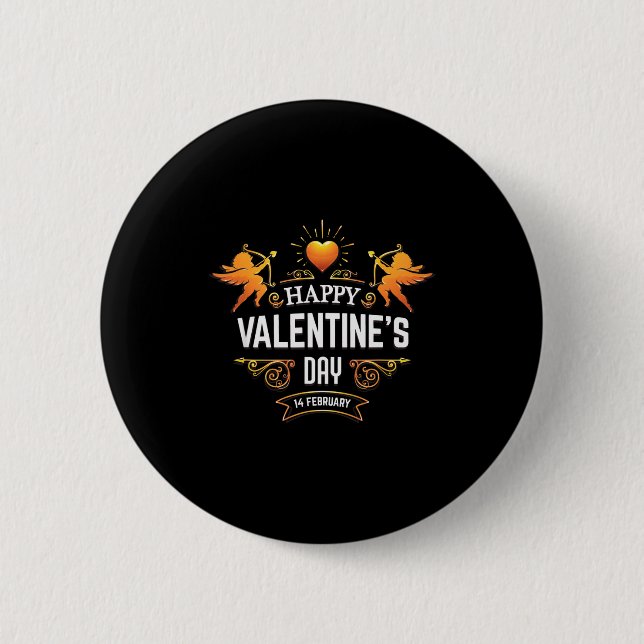 Happy Valentines Day T Shirt San Valentin  Button (Vorderseite)