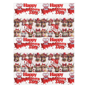 Happy Valentine's Day Tablecloth Kühe Rotes Herz Tischdecke