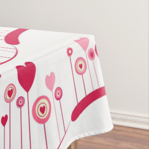 Happy Valentine's Day Tablecloth Pink Rote Herzen Tischdecke