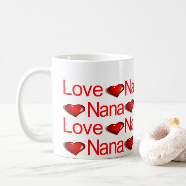 Happy Valentine's Day Tasse Liebe Nana Red Hearts (Mit Donut)