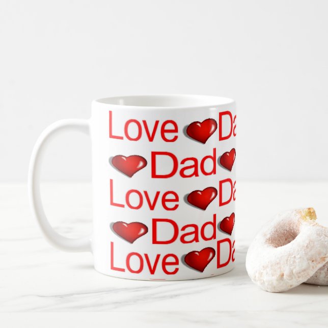 Happy Valentine's Day Tasse Liebe Vater Rote Herze (Mit Donut)