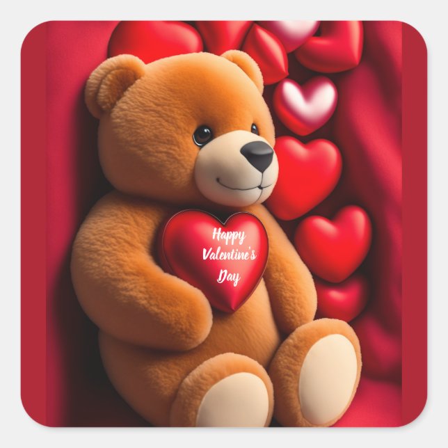 Happy Valentine's Day Teddy Bären Aufkleber (Vorderseite)
