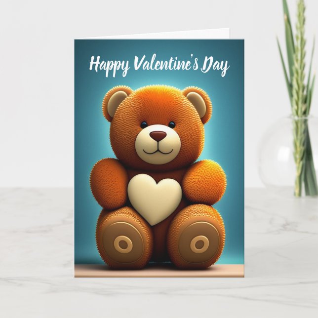Happy Valentine's Day Teddy Bear Feiertagskarte (Vorderseite)