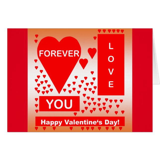 Happy Valentine's Day Text Forever Love Hearts Red (Vorderseite (Horizontal))