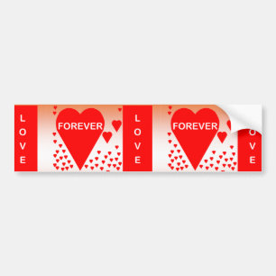 Happy Valentine's Day Text Forever Love Hearts Red Autoaufkleber
