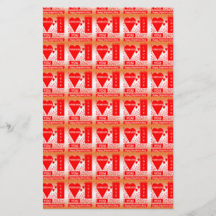 Happy Valentine's Day Text Forever Love Hearts Red Briefpapier