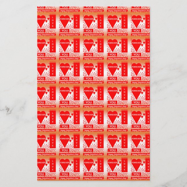 Happy Valentine's Day Text Forever Love Hearts Red Briefpapier (Vorderseite)