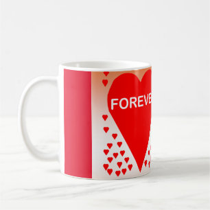 Happy Valentine's Day Text Forever Love Hearts Red Kaffeetasse