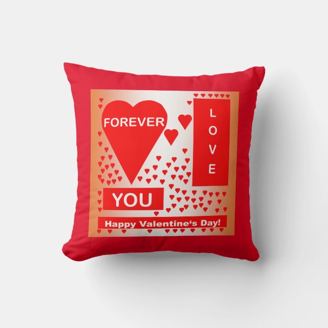 Happy Valentine's Day Text Forever Love Hearts Red Kissen (Vorderseite)