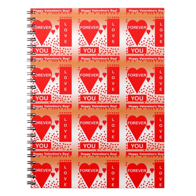 Happy Valentine's Day Text Forever Love Hearts Red Notizblock (Vorderseite)