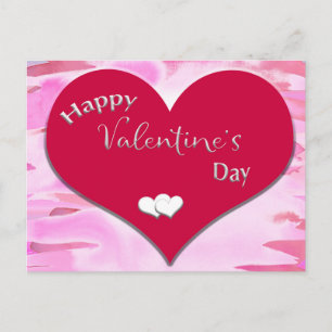 Happy Valentine's Day Text Inside Red Heart Postkarte