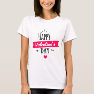 Happy Valentine's Day Text mit rosa Herz T-Shirt