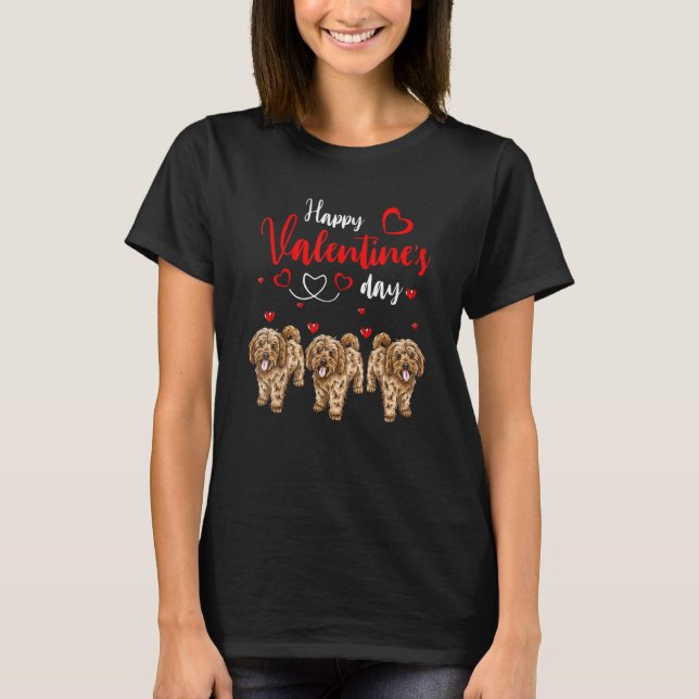 Happy Valentine's Day Three Cute Cockapoo Dogs Lov T-Shirt (Vorderseite)