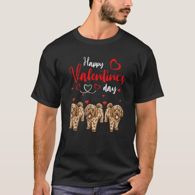 Happy Valentine's Day Three Cute Cockapoo Dogs Lov T-Shirt (Vorderseite)