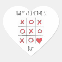 Happy Valentine's Day Tic-Tac-Toe Heart Sticker