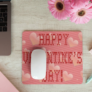 Happy Valentine's Day Tiny Heart Shaped Schriftart Mousepad