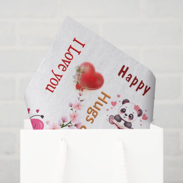 Happy Valentine's Day Tissue Paper Couple Hearts Seidenpapier (Geschenktüte)
