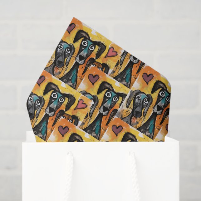 Happy Valentine's Day Tissue Paper Dog Red Hearts Seidenpapier (Geschenktüte)