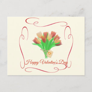 Happy Valentine's Day Tulips Blume Postkarte