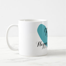 Happy Valentine's day turquoise heart name letter  Kaffeetasse