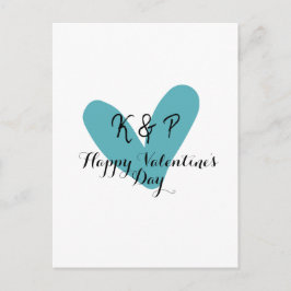 Happy Valentine's day turquoise heart name letter  Postkarte