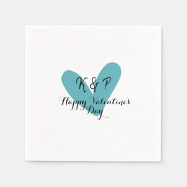 Happy Valentine's day turquoise heart name letter  Serviette