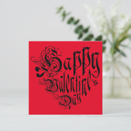 Happy Valentine's Day typografie Herz schwarz rot Feiertagskarte