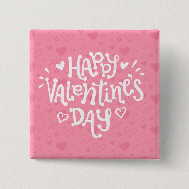Happy Valentine's Day Typografy | Schaltfläche But Button (Vorderseite)