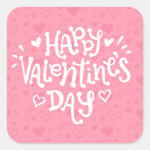 Happy Valentine's Day Typografy SIEGEL Quadratischer Aufkleber