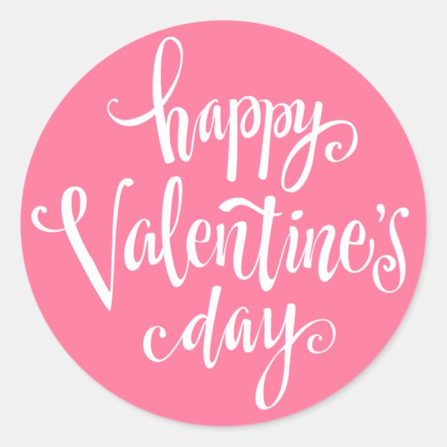 Happy Valentine's Day Typografy | SIEGEL Runder Aufkleber (Vorderseite)
