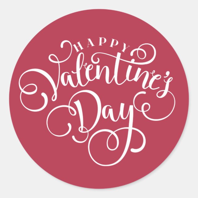 Happy Valentine's Day Typografy | SIEGEL Runder Aufkleber (Vorderseite)