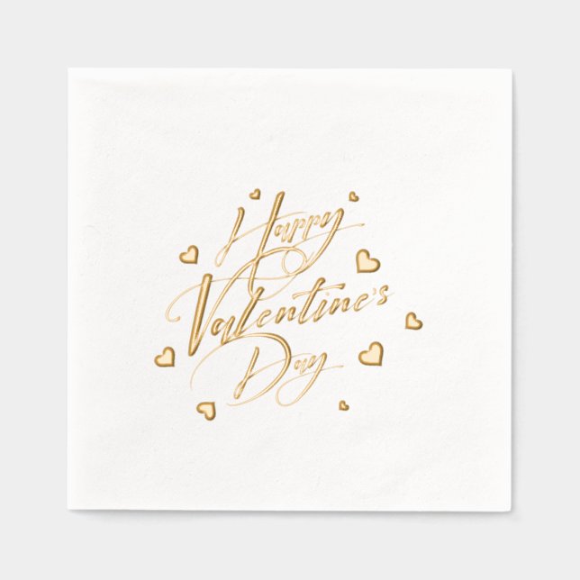 Happy Valentine's Day Typography Hearts Servietten Mit Folie (Vorderseite)