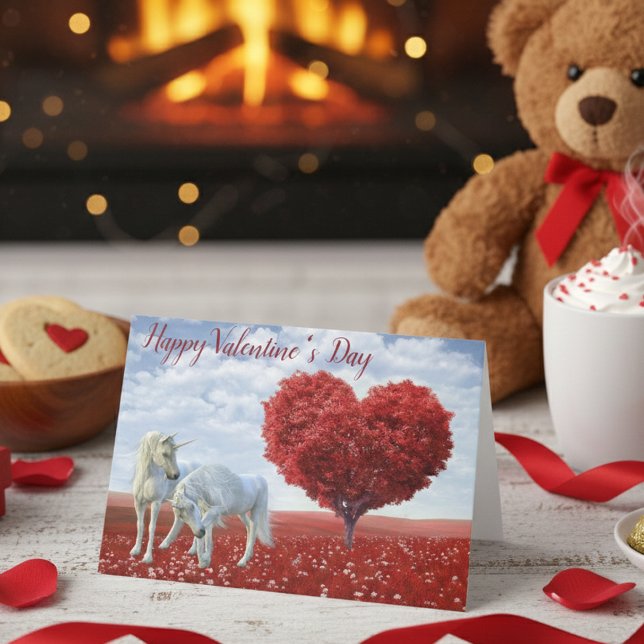 Happy Valentine's day Unicorn Liebe Herzstück Tree Karte (Von Creator hochgeladen)