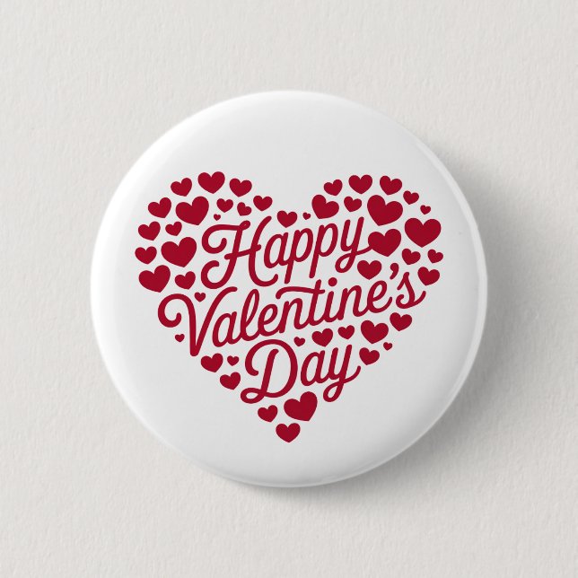 Happy Valentines Day Valentine Liebe Herz Button (Vorderseite)