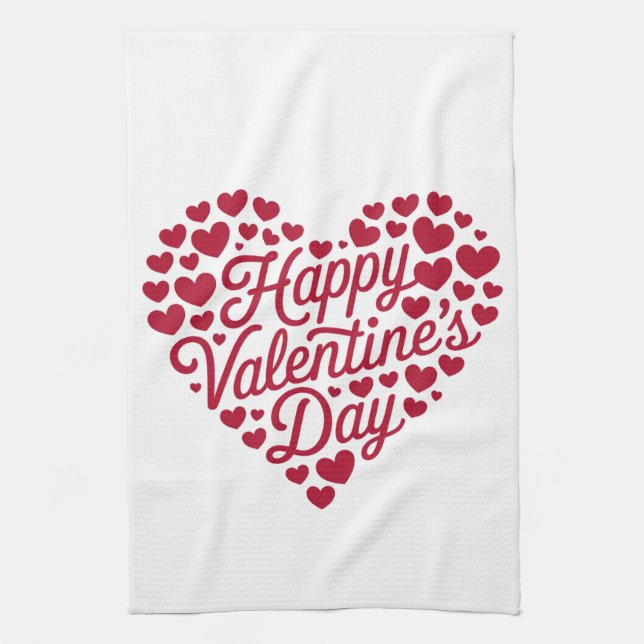 Happy Valentines Day Valentine Liebe Herz Geschirrtuch (Vertikal)