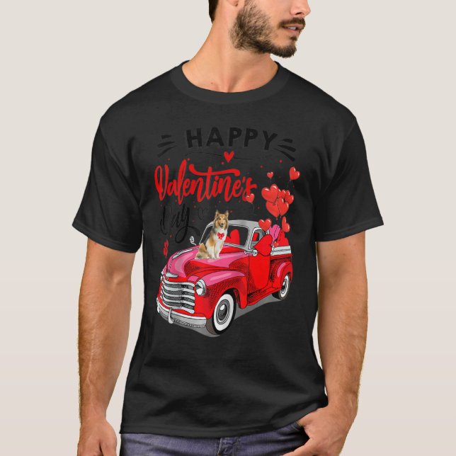 Happy Valentine's Day Valentine Niedlich Hund Red  T-Shirt (Vorderseite)
