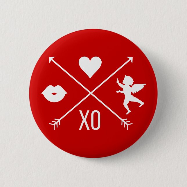 Happy Valentine's Day Valentine Symbols Button (Vorderseite)