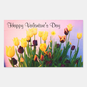 Happy Valentine's Day Verschiedene Tulpen #1 Stick Rechteckiger Aufkleber