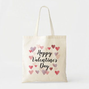 Happy Valentines Day Watercolor Hearts Tote Tasche
