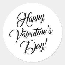 Happy Valentine's Day weiße schwarze elegante Dreh Runder Aufkleber