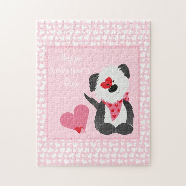 Happy Valentines Day Welppy Hearts Pink Puzzle (Vertikal)