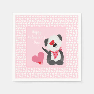 Happy Valentines Day Welppy Hearts Pink Serviette