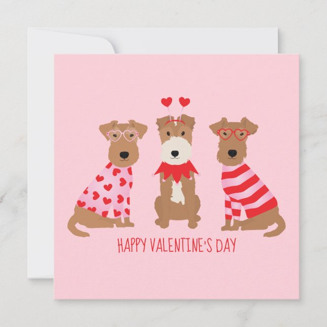 Happy Valentines Day Welsh Wire Fox Terrier Dogs Einladung (Vorderseite)