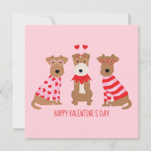 Happy Valentines Day Welsh Wire Fox Terrier Dogs Einladung
