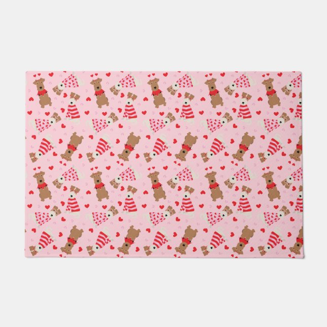Happy Valentines Day Welsh Wire Fox Terrier Dogs Fußmatte (Vorderseite)
